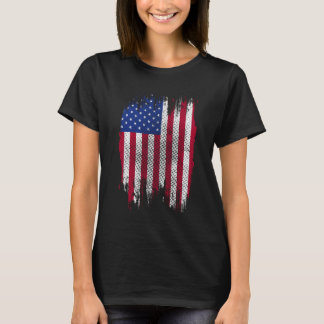 T-shirt Dessin de demi-teinte en détresse du drapeau améri