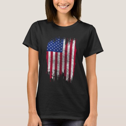 T-shirt Dessin de demi-teinte en détresse du drapeau améri (Devant)