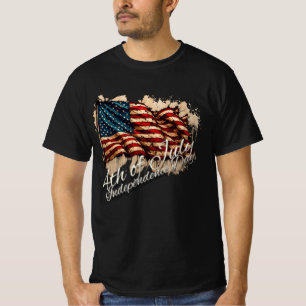 T-shirt Dessin de drapeau américain vintage pour le 4 juil