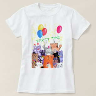 T-shirt Dessin de fête de chats heureux - de mignons chats