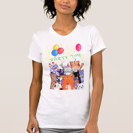 T-shirt Dessin de fête de chats heureux - de mignons chats (Devant)