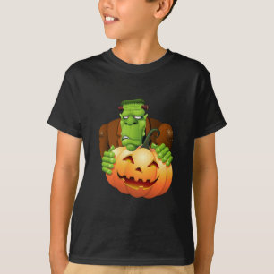 T-shirt Dessin de Frankenstein Monster avec Citrouille