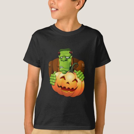 T-shirt Dessin de Frankenstein Monster avec Citrouille (Devant)