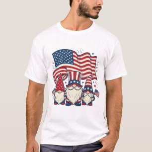 T-shirt Dessin de gravure vintage de drapeau de gnome patr