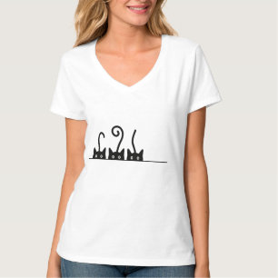 T-shirt Dessin de la ligne droite. Trois chatons. Journée