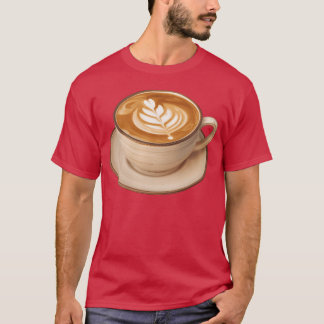 T-shirt Dessin de latte en feuille sur tasse en céramique 