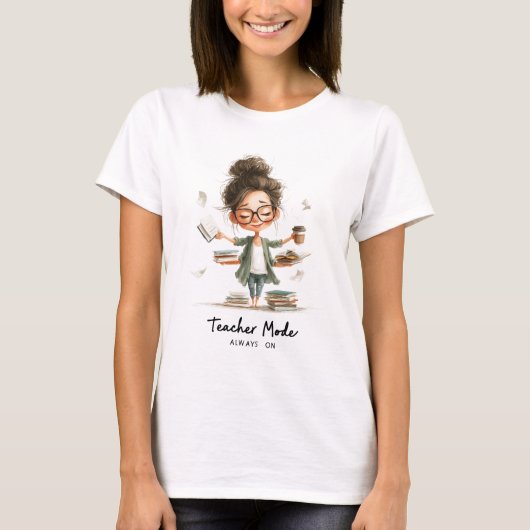 T-shirt Dessin de l'enseignant mignon avec "Mode enseignan (Devant)