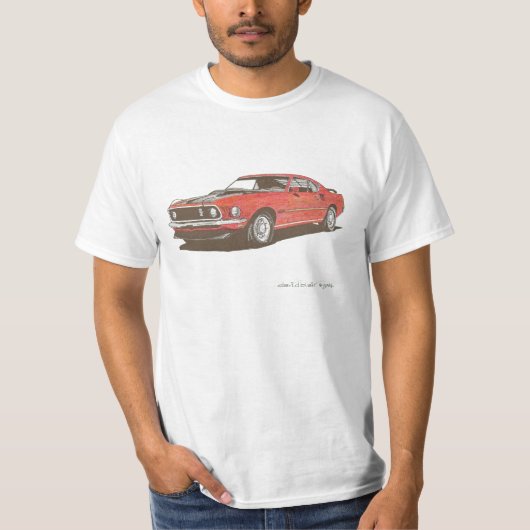T-shirt Dessin de mustang de 1969 mach I dans les points ! (Devant)