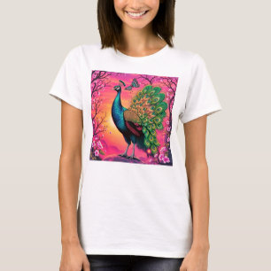 T-shirt Dessin de paon majestueux