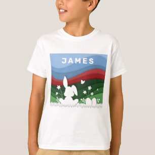 T-shirt Dessin de Pâques sur le lapin et la chasse aux oeu