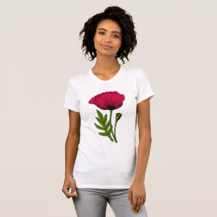 T-shirt Dessin de pavot rouge 4
