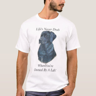 T-shirt dessin de portrait de chien du labrador noir sloga