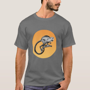 T-shirt Dessin de singe d'écureuil vintage et soleil styl