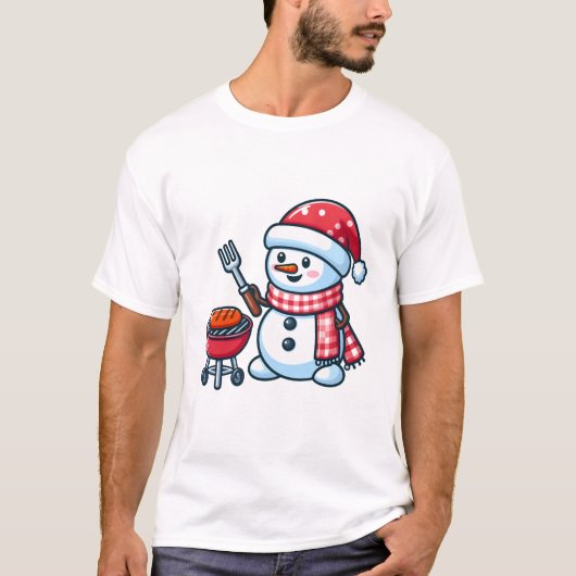 T-shirt Dessin de Snowman Barbeque (Devant)