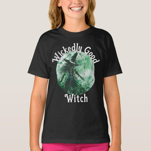 T-shirt Dessin de sorcière verte de bonne sorcière (Devant)