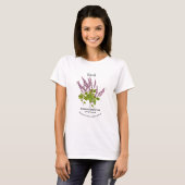 T-shirt Dessin de texte d'herbe de basilic violet botaniqu (Devant entier)