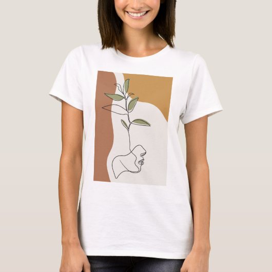 T-shirt Dessin de trait de fleurs, mode de visage créatif (Devant)