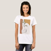 T-shirt Dessin de trait de fleurs, mode de visage créatif (Devant entier)