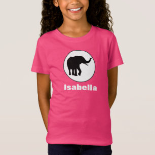 T-Shirt Dessin d'éléphant noir dans un cercle blanc