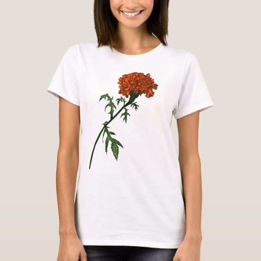 T-shirt Dessin d'encre de Fleur Marigold (Devant)