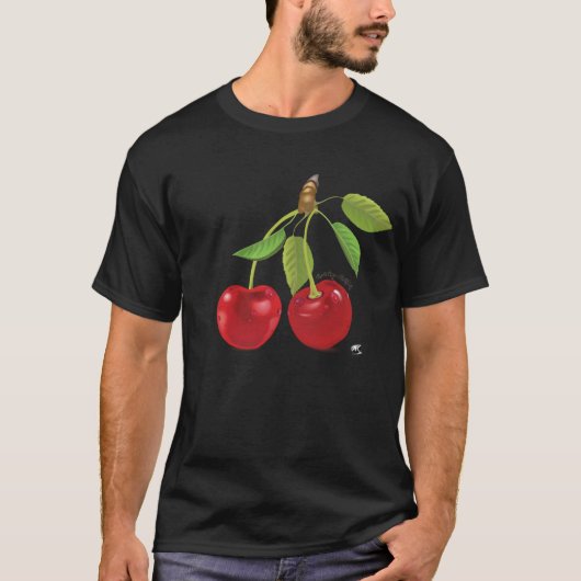 T-shirt Dessin des cerises avec inscription (Devant)
