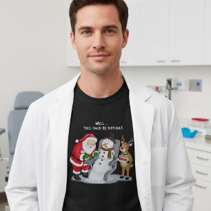 T-shirt Dessin drôle de Père Noël prélevant du sang Phlébo