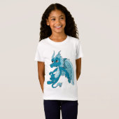 T-Shirt Dessin du Dragon Bleu (Devant entier)