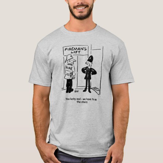 T-shirt Dessin du policier et du pompier (Devant)