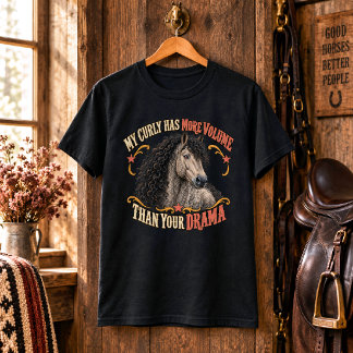 T-shirt Dessin d'un cheval américain Bashkir Curly Grulla