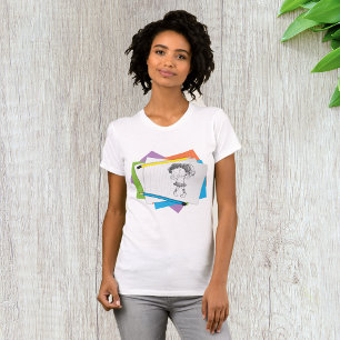 T-shirt Dessin esquisse de fille joueuse avec crayons colo