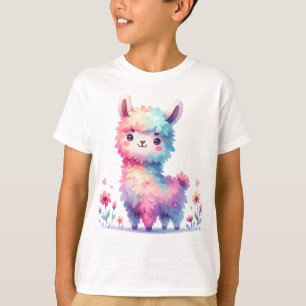 T-shirt Dessin fantaisiste de lama arc-en-ciel mignon