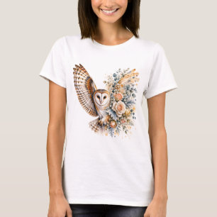 T-shirt Dessin floral de hibou à l'aquarelle PNG