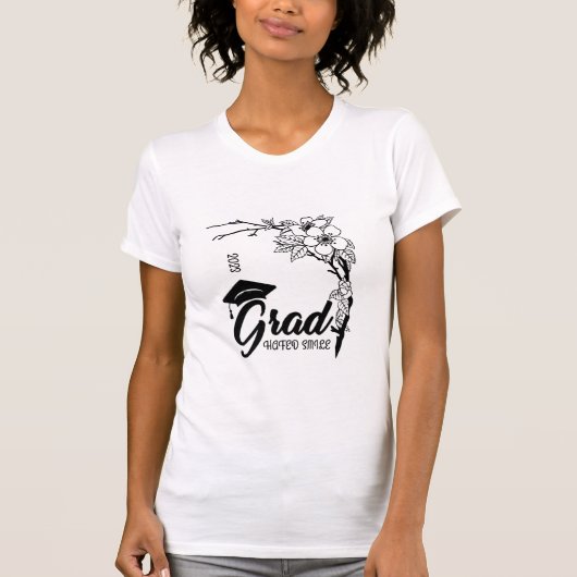 T-shirt Dessin Floral Moderne Script Personalisé Diplômé (Devant)