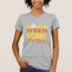 T-shirt Dessin Halloween Dame Chat Effrayant_1