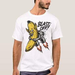 T-shirt Dessin humoristique de banane en jetpack de fusée