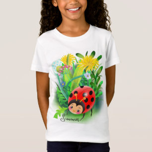 T-Shirt dessin humoristique ladybug parmi les fleurs d'été