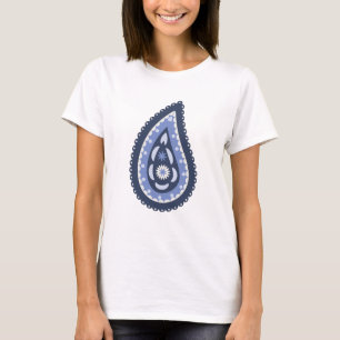 T-shirt Dessin imprimé paisley floral bleu complexe