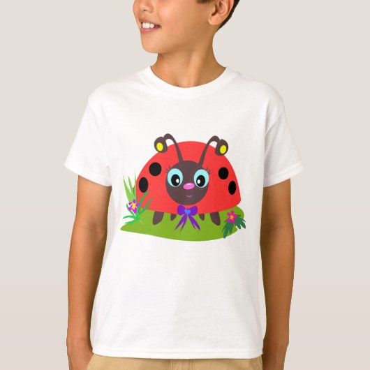 T-shirt Dessin Ladybug Bow and Flowers (Devant)