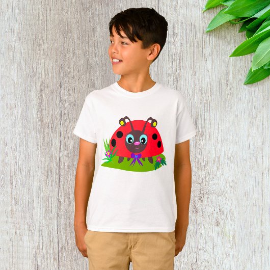 T-shirt Dessin Ladybug Bow and Flowers