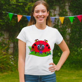 T-shirt Dessin Ladybug Bow and Flowers