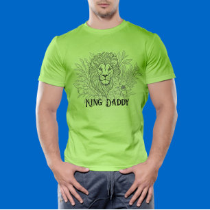 T-shirt Dessin Lion avec Fleurs King Daddy, Boho