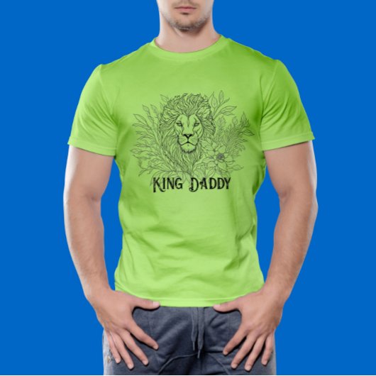 T-shirt Dessin Lion avec Fleurs King Daddy, Boho