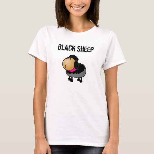 T-shirt Dessin mignon en mouton noir (Devant)
