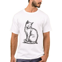 Dessin minimaliste de chat au trait main levée
