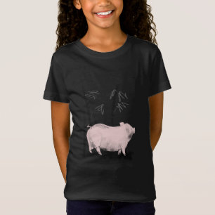 T-Shirt Dessin original Cochon et Bambou Chemise fille