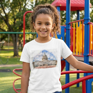 T-shirt Dessin pastel du Capitole des États-Unis Washingto