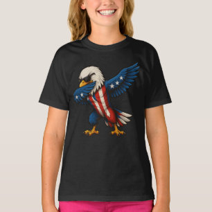 T-shirt Dessin patriotique Dabbing Bald Eagle 4 juillet