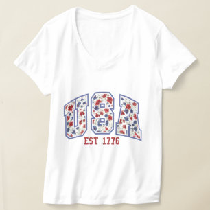 T-shirt dessin patriotique floral USA