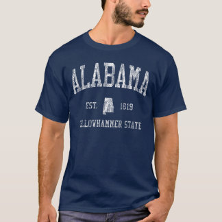 T-shirt Dessin rétro de l'Alabama Vintage Sports State Des
