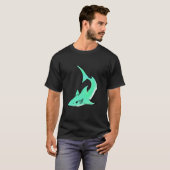 T-shirt dessin souriant requin menthe bleu vert océan anim (Devant entier)